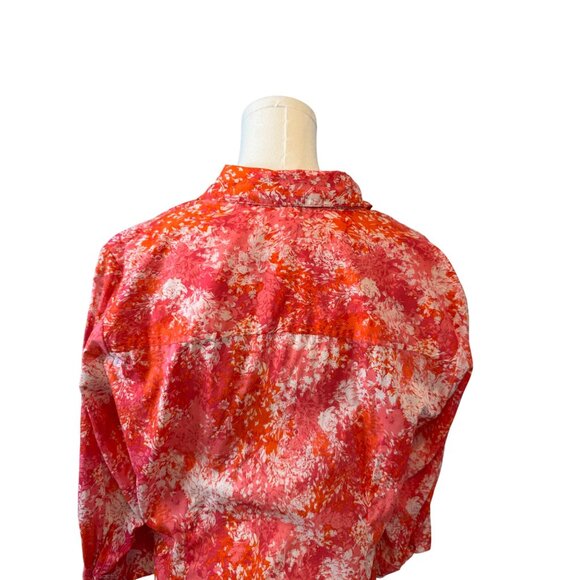 2/$30 Coldwater Creek XL 16 Floral Button-Up Blouse Pink & Orange - Picture 8 of 15